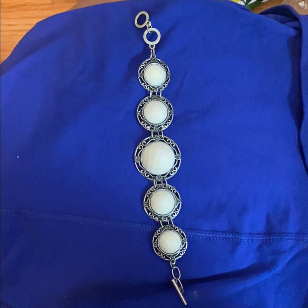 Silver and White Circle Bracelet